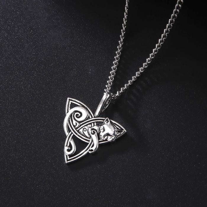 LIKGREAT Viking Fox Triquetra Fenrir Pendant Animal Horse Wolf Celtics Knot Necklace For Men Vintage