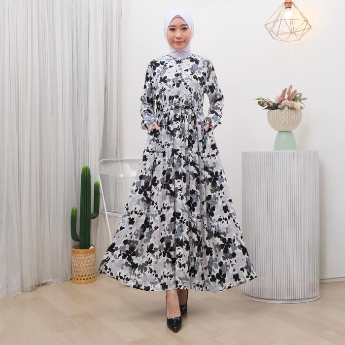 Gamis Motif Kembang | Rayon Premium |  Guangzhou Fashion | 4001