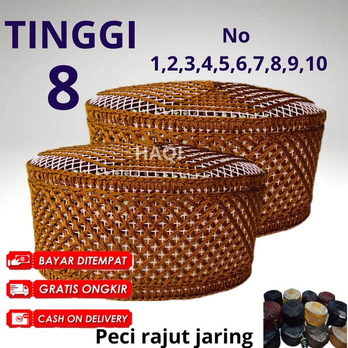 SONGKOK/PECI RAJUT JARING tinggi 8 Kopiah Nyaman