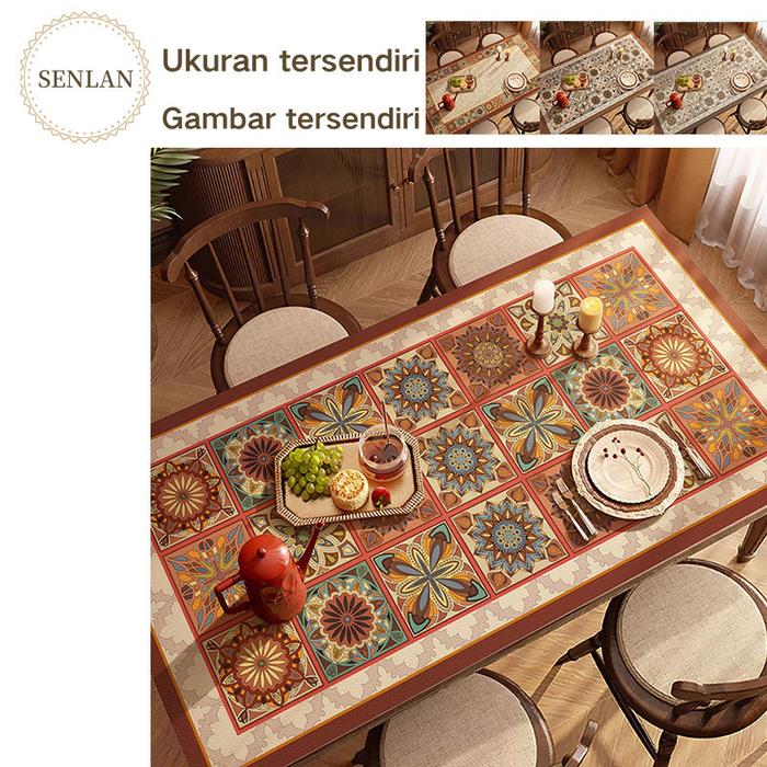 SENLAN Memberikan kesan misterius dan kuat Taplak Meja Kulit dengan Warna Hitam yang Elegan/taplak m