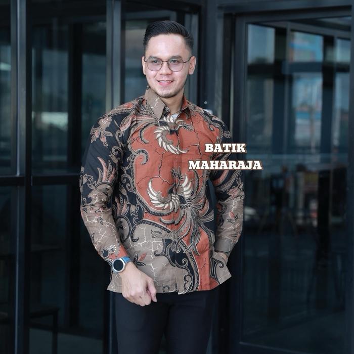 TRESNO ASIH COKLAT Kemeja Batik Pria perpaduan 4 warna Coklat, Cream, Hitam dan Mocca tampilan MEWAH