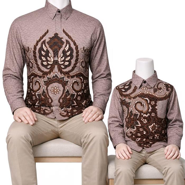 Baju Batik Couple Ayah Dan Anak Katun Serat Dobby Cocok Untuk Lebaran, Undangan, Acara Resmi Atasan 