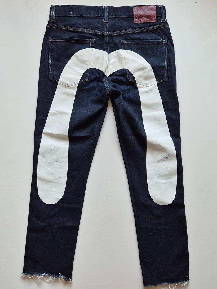 EVISU Big Daicock Stretch Slim Straight Denim Celana Panjang Jeans Pria Size 32