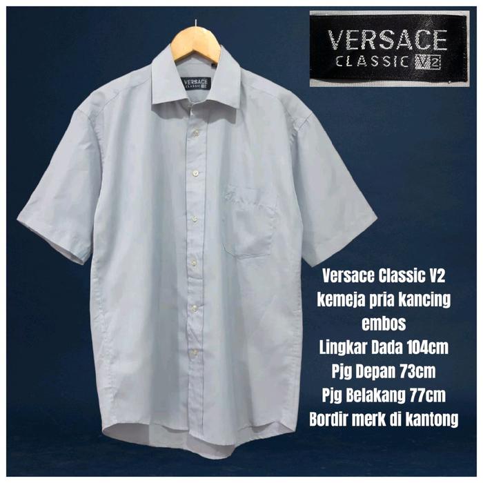 Versace Classic V2 kemeja pria kancing embos