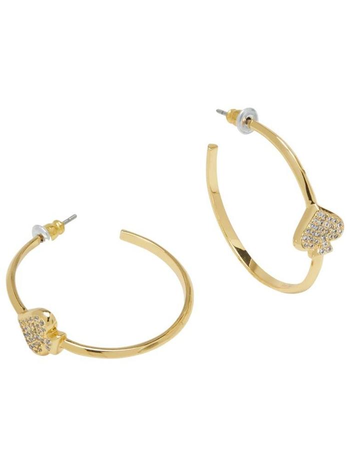 KATE SPADE Everyday Spade Pave Hoops Clear Gold