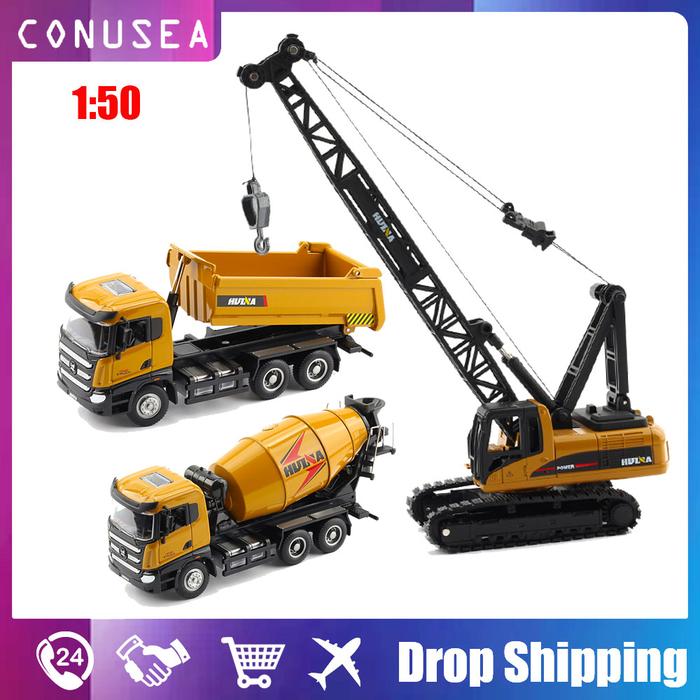 1:50 Huina Toy Diecast Crawler Alloy Crane Loader Dumper Truck Car