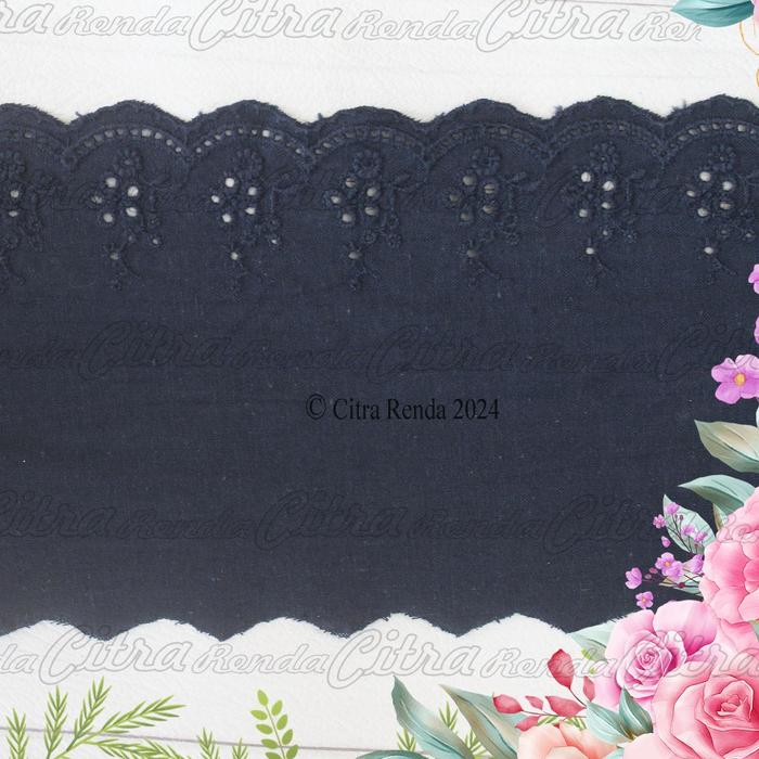 (Per Meter) RDK136 Renda Katun Jepang Biru Navi Lebar 11Cm
