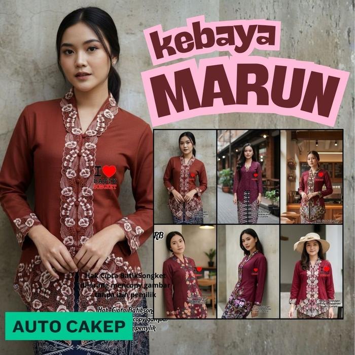 KATALOG KEBAYA WARNA MARUN MARON MAROON MERAH ATI MERAH TUA DELIMA BORDEAUX ENCIM MODERN KONDANGAN W