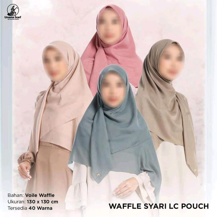 Hijab Segiempat Waffle Syari By Umma Muslim Segi  Kerudung Empat Wanita Square Pouch Mutiara Seragam