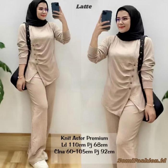 SOMI - Mila One Set Knit Wanita Dewasa Kekinian | Setelan Atasan Celana Knit Wanita  Remaja