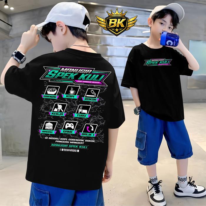Kaos ANAK Manusia Spek Kuli - Baju Distro Kata Kata Mesin Tempur Pejuang Rupiah Pekerja Keras