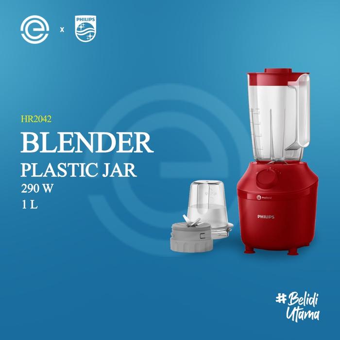 Philips Blender Plastik 1 Liter HR2042 - 290W, ProBlend System, 3 Warna