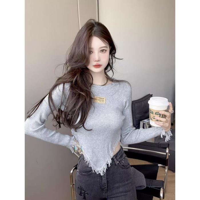 L A P A K S E N J A LNR Blouse T Shirt Lengan Pendek Balon Puff Sleeve Short Atasan Detail Full Crop
