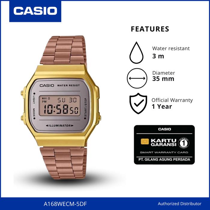 JAM TANGAN CASIO QUARTZ A168WECM 5DF