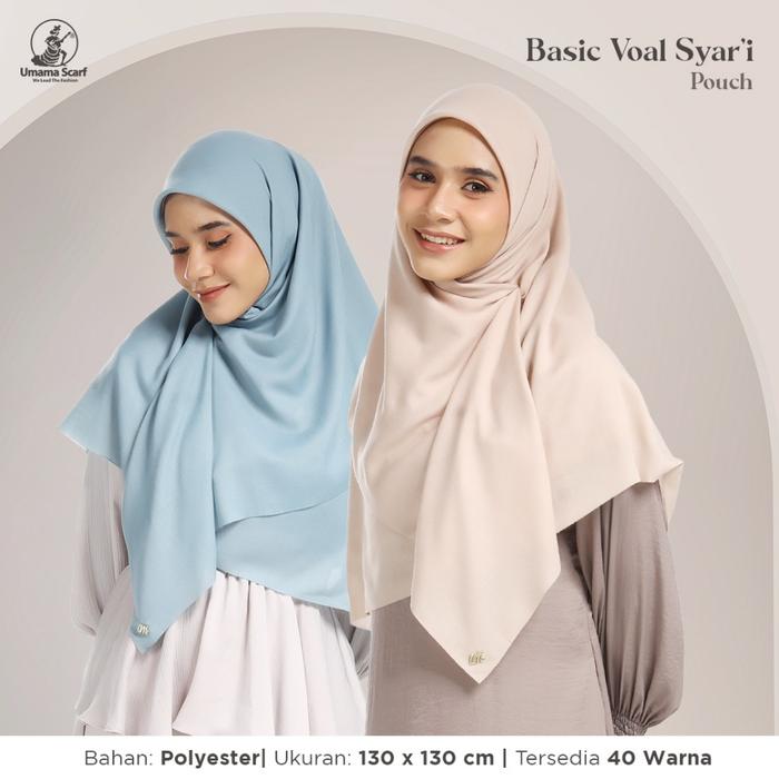Hijab Basic Voal Syari Pouch Lasercut Metalogo UM 130x130cm Jilbab JUMBO
