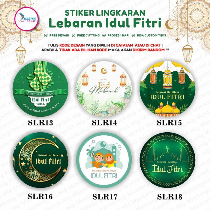 Safitiri [Mp61] 260Pcs Stiker Lebaran Idul Fitri Bulat Custom Stiker Lingkaran Ramadhan Toples Kue K