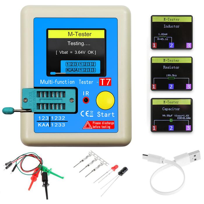 T7 Transistor Tester Diode Triode Capacitance Meter LCR ESR Meter for