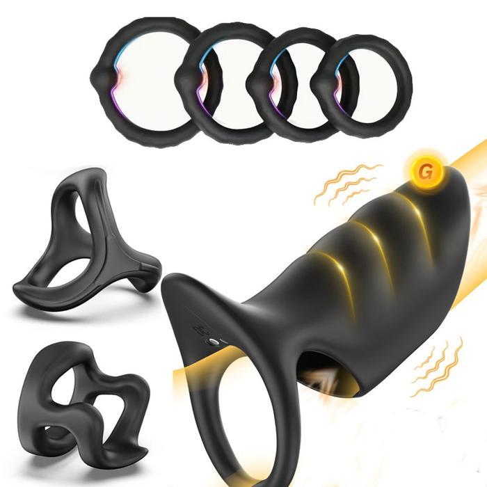 readyyy yaa gann 6 in 1 Delay Cock Ring Cincin Pria Vibratorr alat bantu pria getar .