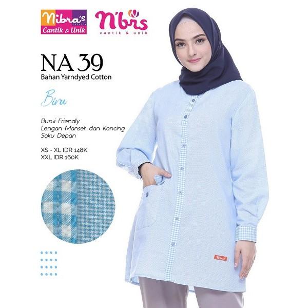 New Nibras Atasan NA 039 NA 39 Bahan Yarndyed Cotton Premium Biru
