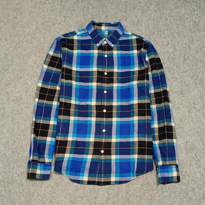 kemeja flanel pria lengan panjang Giordano size L second