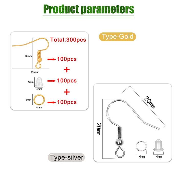 Anting Diy Aksesoris Penutup Anting Belakang Karet Earring Ring Hook Anting Gantung Warna Gold Silve
