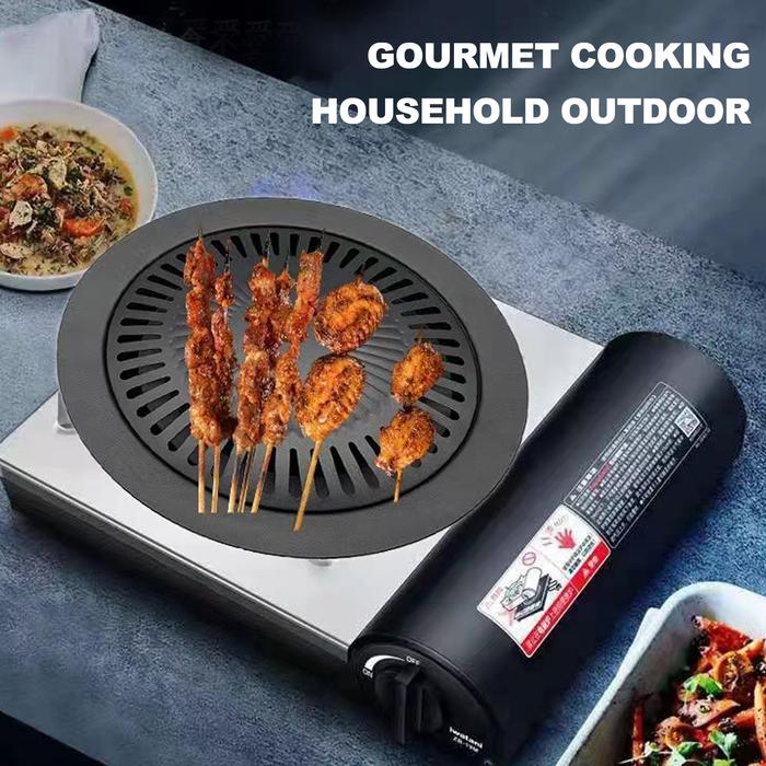 Korean BBQ Grill Pan Non-Stick Smokeless Stovetop BBQ Grill Plate for Indoor Outdoor Barbecue Oven B