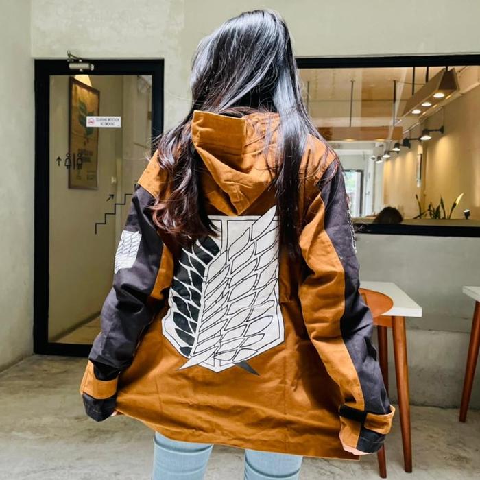 Jaket Parka SNK - Coklat Premium SNK Attack On Titan Material Premium Baby Canvas Ykk zipper Printin