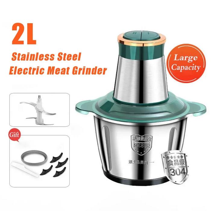 2L Stainless Steel Electric Chopper Meat Grinder Mincer Vegetable Chopper Meat Slicer Machine Househ