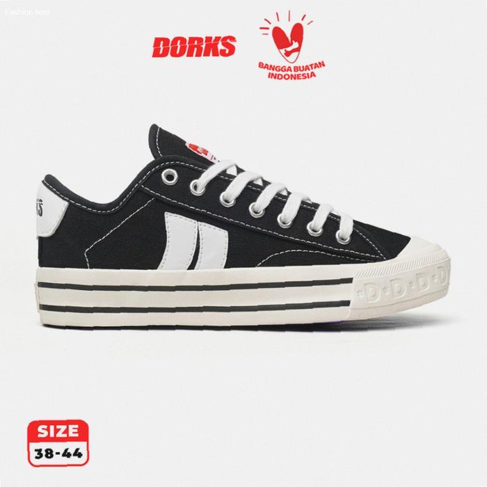 Dorks - Metro Low Black Sepatu Sneakers Casual Pria Wanita | Kekinian