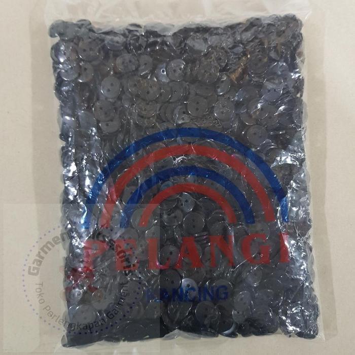 Kancing Kemeja Lubang 2 Ukuran 18L (11,5mm) Merk Pelangi Isi 10 gross Hitam Putih / Kancing Pelangi