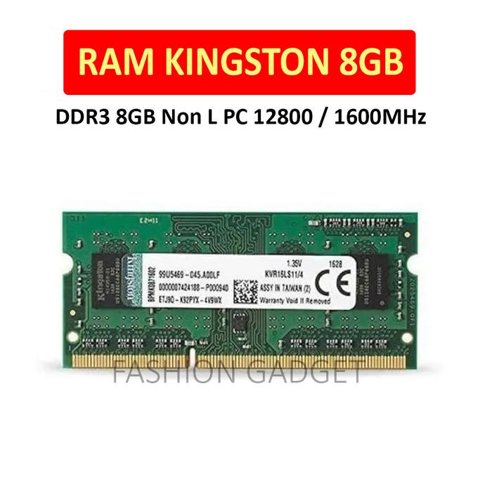 RAM Kingston Sodimm DDR3 8GB Non L PC 12800 / 1600MHz Memori Laptop Memory Komputer
