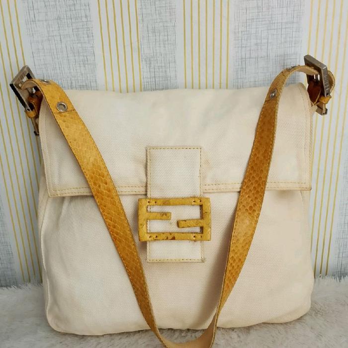 Tas Fendi phyton denim baguette lengkap noser