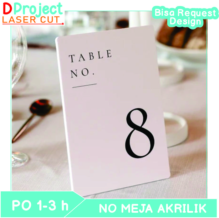 Nomor Meja Acrylic Table Sign  Akrilik Number Timbul Cafe Minimalist - Dasar Hitam, Cat