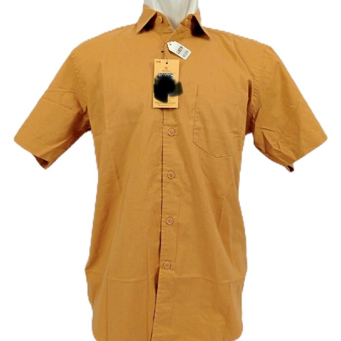 Atasan Kemeja Lengan Pendek SCOTCH&CO/Kemeja Polos Pria Branded Modern Fit