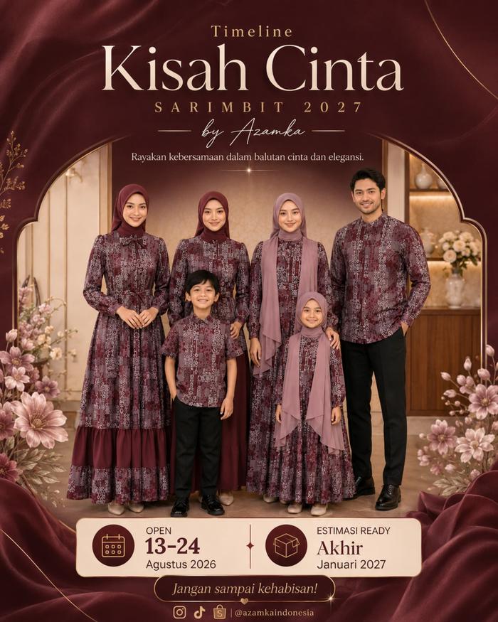 AZAMKA - SARIMBIT KISAH CINTA [WAJIB BACA DESKRIPSI] - Setelan Lebaran 2027 Keluarga Elegan Premium 