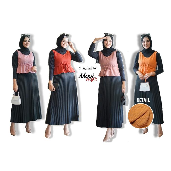 Blouse Atasan Wanita Rompi Serut Terbaru Atasan Baju Wanita Waffle Uniqlo Bahan Waffle Knit Premium 