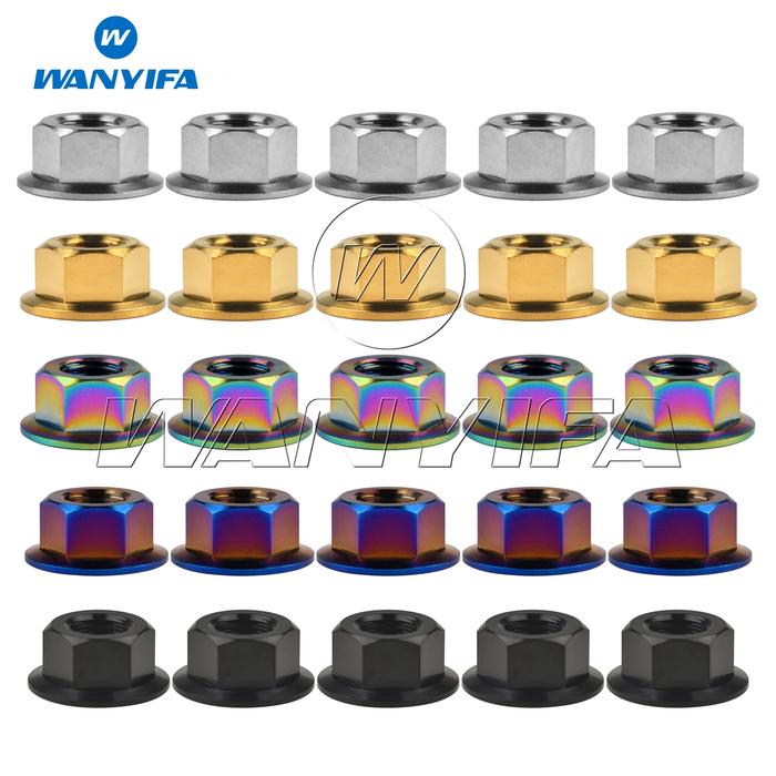 Wanyifa Titanium Nut M10 x 1.0 1.25 1.5 Sprocket Flange Nut for
