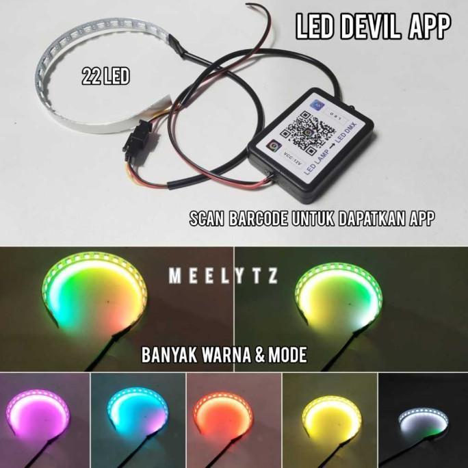 LAMPU LED DEVIL EYE DEMON EYE RGB APP BANYAK WARNA DAN MODE 22 LED FLEKSIBEL