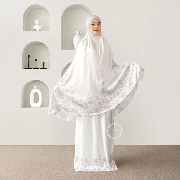 READY Mukena Travel Miraya Folk BW Satin Silk