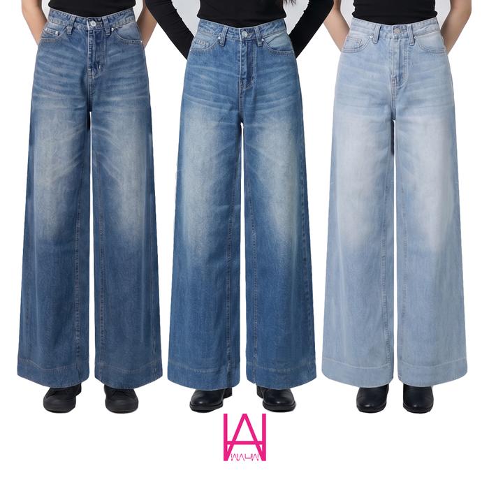 WAUW - ELEVEN - Celana Baggy Skena Jeans Panjang Highwaist Wanita