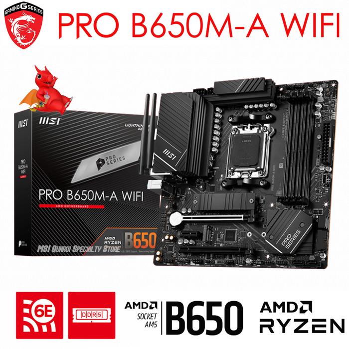 AM5 MSI PRO B650M-A WIFI AM5 Motherboard  DDR5 6400+MHz AMD B650 M.2