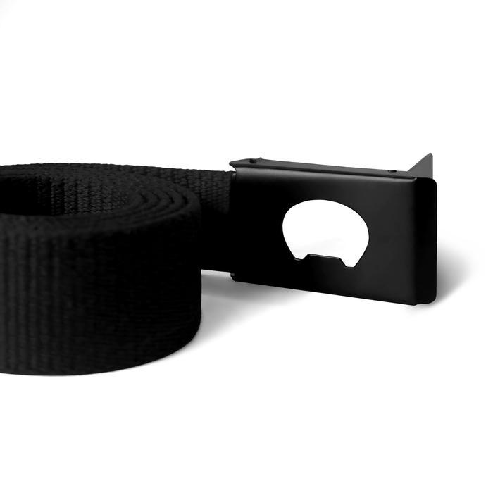 Open Ending Webbing Belt Murah Metal Buckle Deboss Logo [Black]