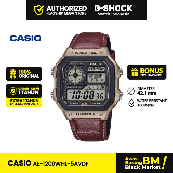 Casio AE-1200WHL-5AVDF AE-1200WHL-5A AE-1200WHL AE1200WHL AE 1200WHL Digital Original Pria Watches