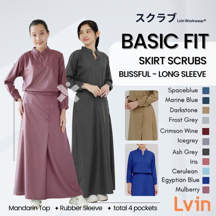 Lvin  Vol V  Skirt Scrub  BAJU SCRUB MEDICAL SCRUB SUIT DOCTOR'S SCRUB FOR WOMEN  SKIRT  Set Baju Ce