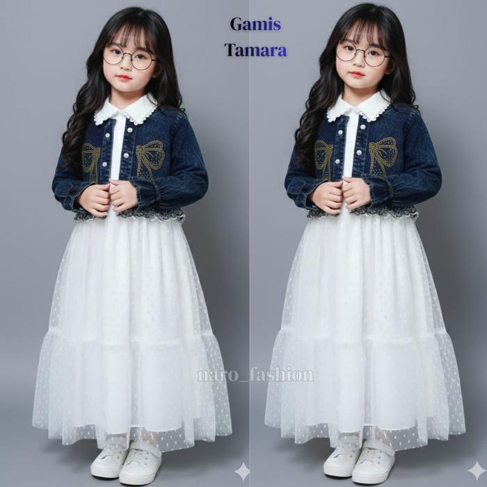 Gamis Tamara Gamis Rompi Bordir Jeans Anak Perempuan Usia 3-10 Tahun Bahan Jeans Premium Mix Bordir 