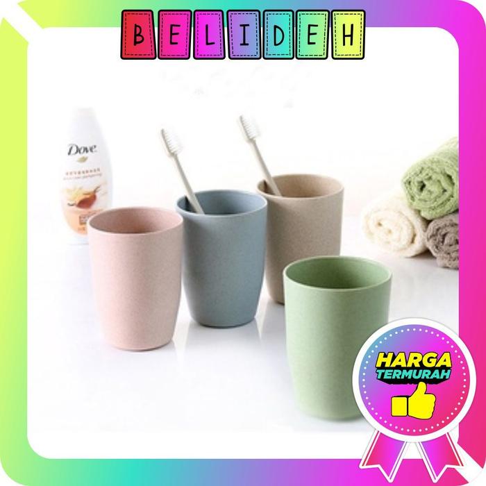 ☛BELIDEH☚  Gelas Teh 10cm Wheatstraw Cangkir Plastik Cup Gelas Susu Gelas Teh Warna Pastel R653