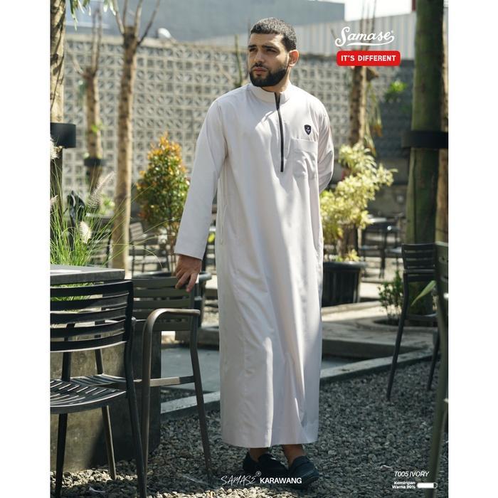 SAMASE Saudi Jubba T005 Jubah Pria Dewasa Lengan Panjang - GREY, L