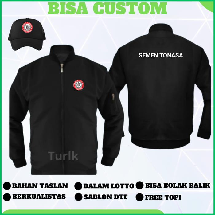Jaket Semen Tonasa Jaket Bomber Semen Tonasa Custom Free Topi