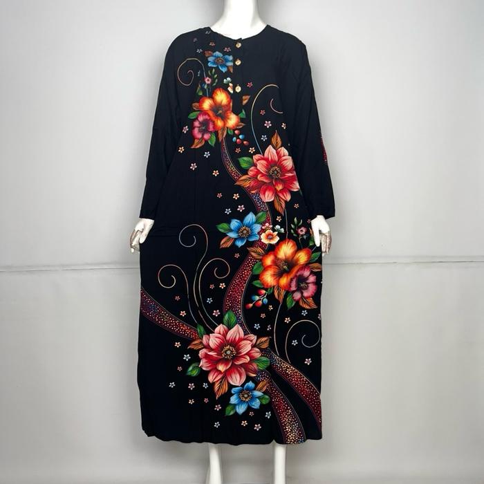 (Longdress Sesawi) 20 LD 115 lengan panjang label hitam [Wanita Daster Motif Bumil Casual Putih Over