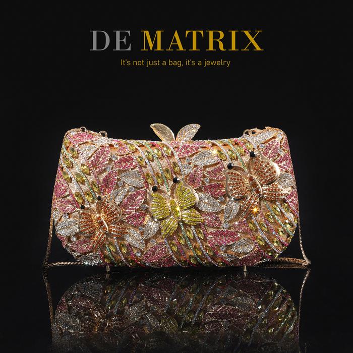 Tas Pesta Wanita Party Clucth Crystal Butterfly Kupu-kupu Pink Merah Muda Gold Emas Yellow Kuning Mu